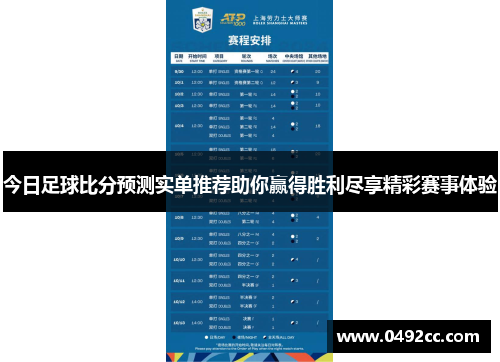 今日足球比分预测实单推荐助你赢得胜利尽享精彩赛事体验